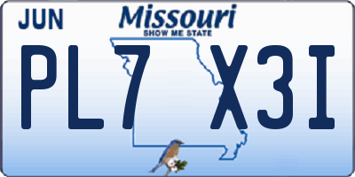 MO license plate PL7X3I