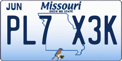 MO license plate PL7X3K