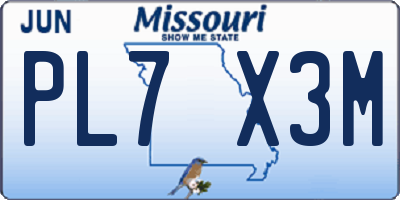 MO license plate PL7X3M
