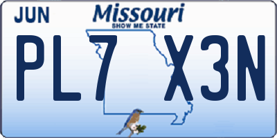 MO license plate PL7X3N