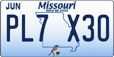 MO license plate PL7X3O
