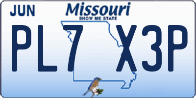 MO license plate PL7X3P