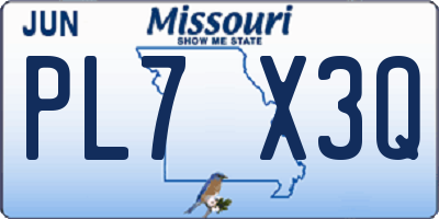 MO license plate PL7X3Q