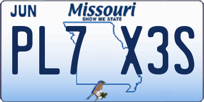 MO license plate PL7X3S