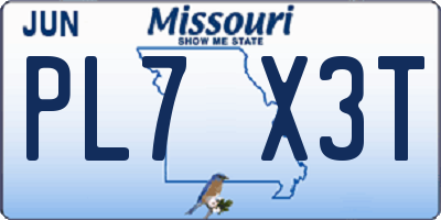 MO license plate PL7X3T