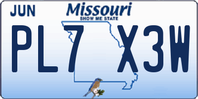 MO license plate PL7X3W