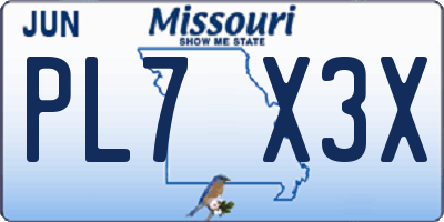 MO license plate PL7X3X