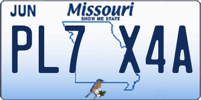MO license plate PL7X4A