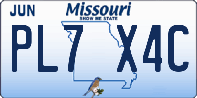 MO license plate PL7X4C