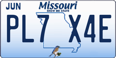 MO license plate PL7X4E