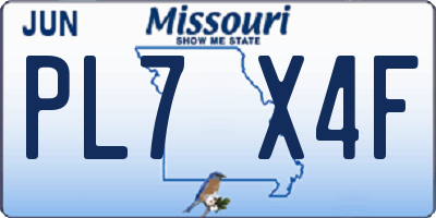 MO license plate PL7X4F