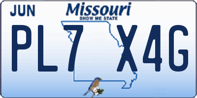MO license plate PL7X4G