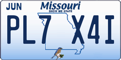 MO license plate PL7X4I