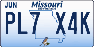 MO license plate PL7X4K