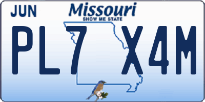 MO license plate PL7X4M
