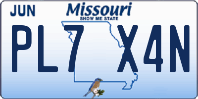 MO license plate PL7X4N