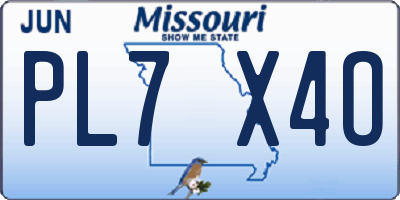 MO license plate PL7X4O