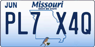 MO license plate PL7X4Q