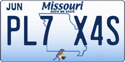 MO license plate PL7X4S
