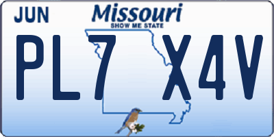 MO license plate PL7X4V