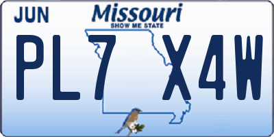 MO license plate PL7X4W