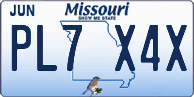 MO license plate PL7X4X