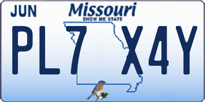 MO license plate PL7X4Y