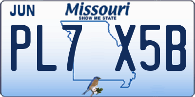 MO license plate PL7X5B