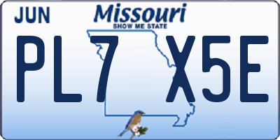 MO license plate PL7X5E