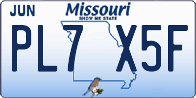 MO license plate PL7X5F
