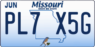 MO license plate PL7X5G