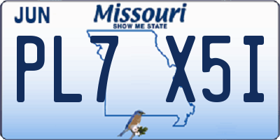 MO license plate PL7X5I