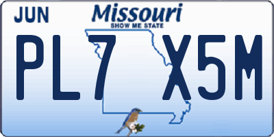 MO license plate PL7X5M