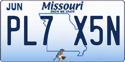 MO license plate PL7X5N