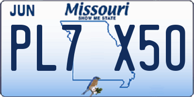 MO license plate PL7X5O