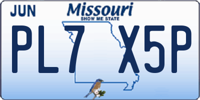 MO license plate PL7X5P