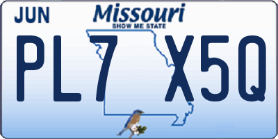 MO license plate PL7X5Q