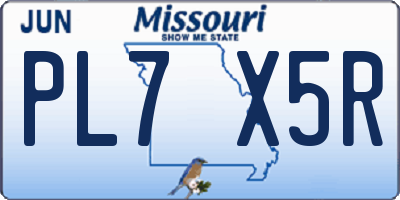 MO license plate PL7X5R