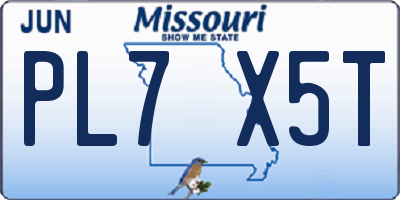 MO license plate PL7X5T