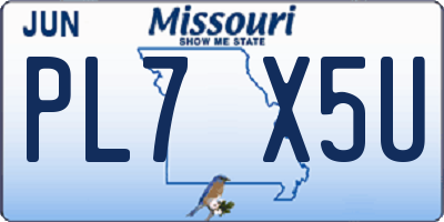 MO license plate PL7X5U