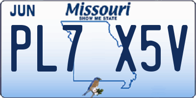 MO license plate PL7X5V