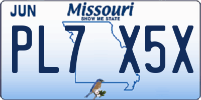 MO license plate PL7X5X
