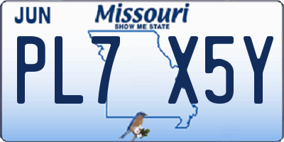 MO license plate PL7X5Y