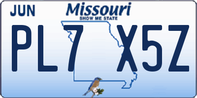 MO license plate PL7X5Z