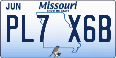 MO license plate PL7X6B