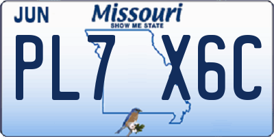 MO license plate PL7X6C