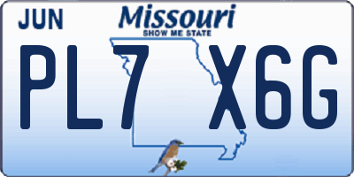 MO license plate PL7X6G