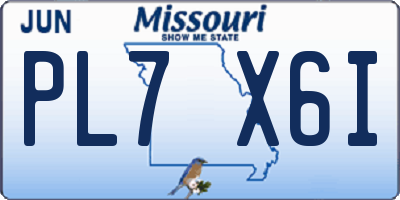 MO license plate PL7X6I