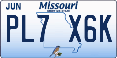 MO license plate PL7X6K