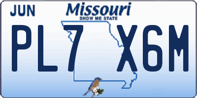 MO license plate PL7X6M